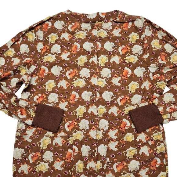 Nurse Scrub Cotton Crest Nurse Scrub Top Jacket Fall Kitty Cat Size XS - Picture 3 of 8